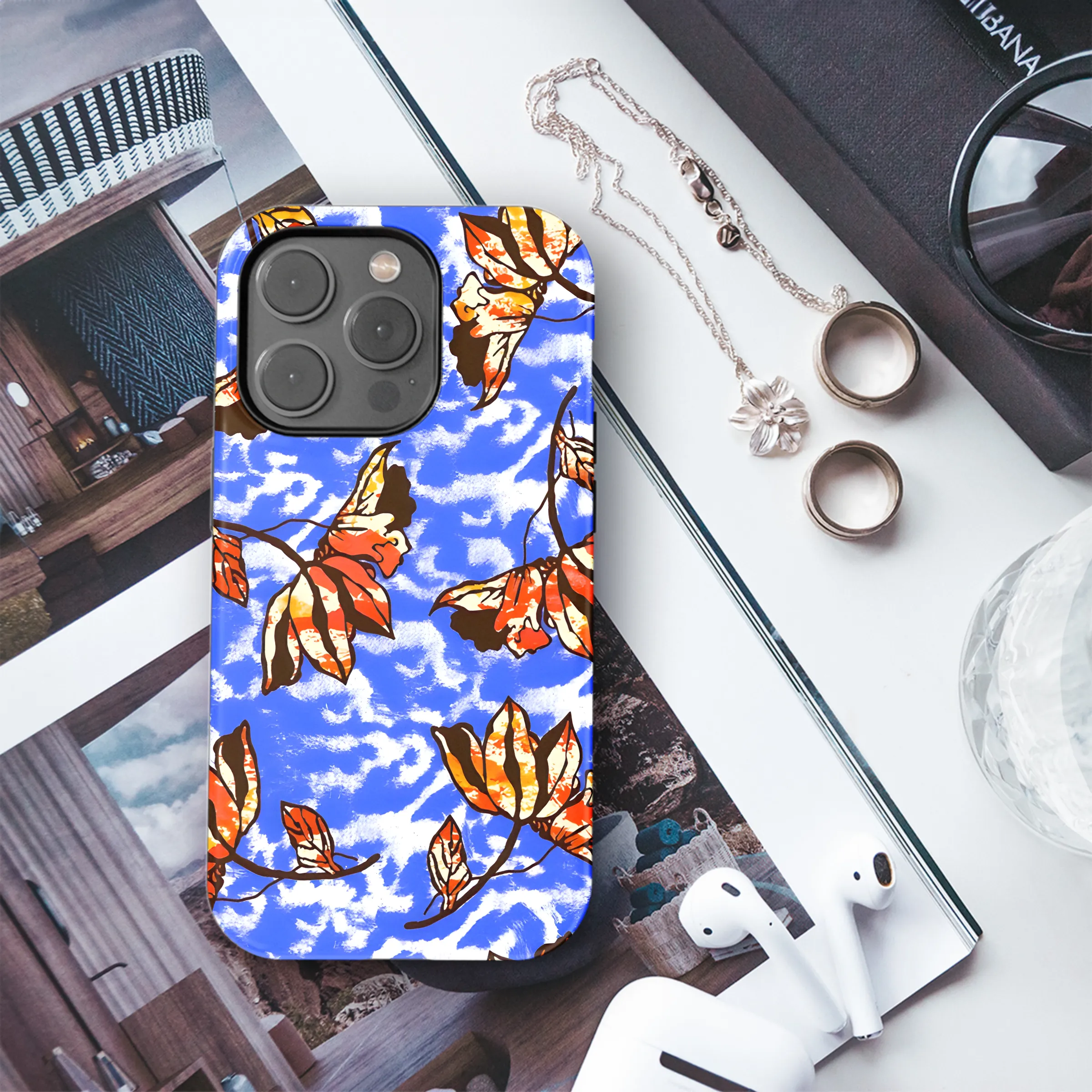 Abstract Flowers Ink Leopard Phone Case iPhone Samsung Cover Pixel 3254