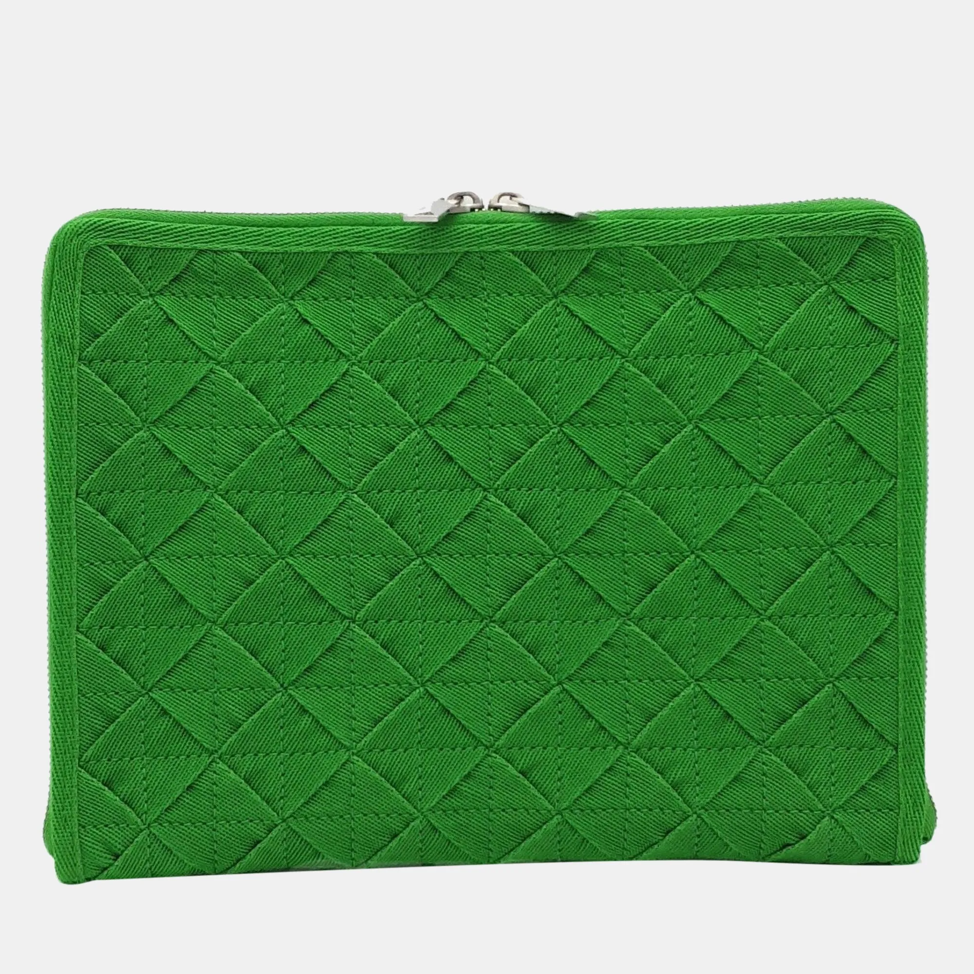 Green Intrecciato Clutch