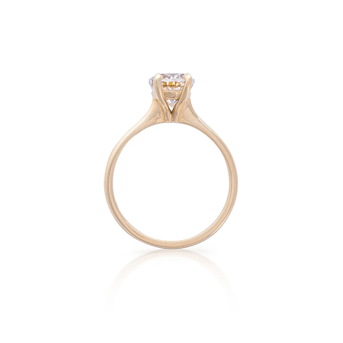 Moonlight 1.4ct Lab-Grown Oval Diamond Engagement Ring - Classic Setting 14k Gold Polished Band