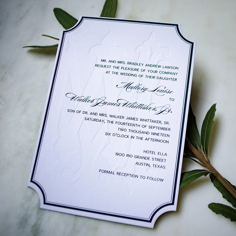 Oversized Monogram Classic Letterpress Wedding Invitations