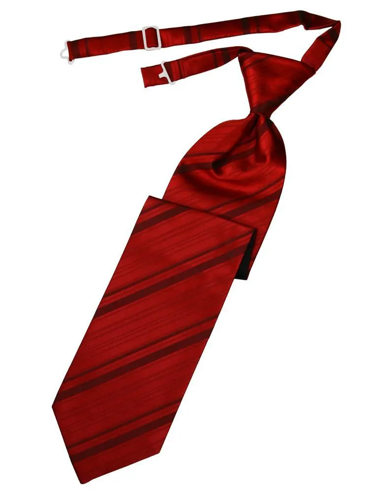 Scarlet Striped Satin Necktie
