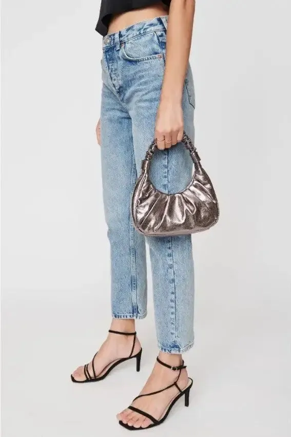 Stormi Pewter Cracked Metallic Handbag
