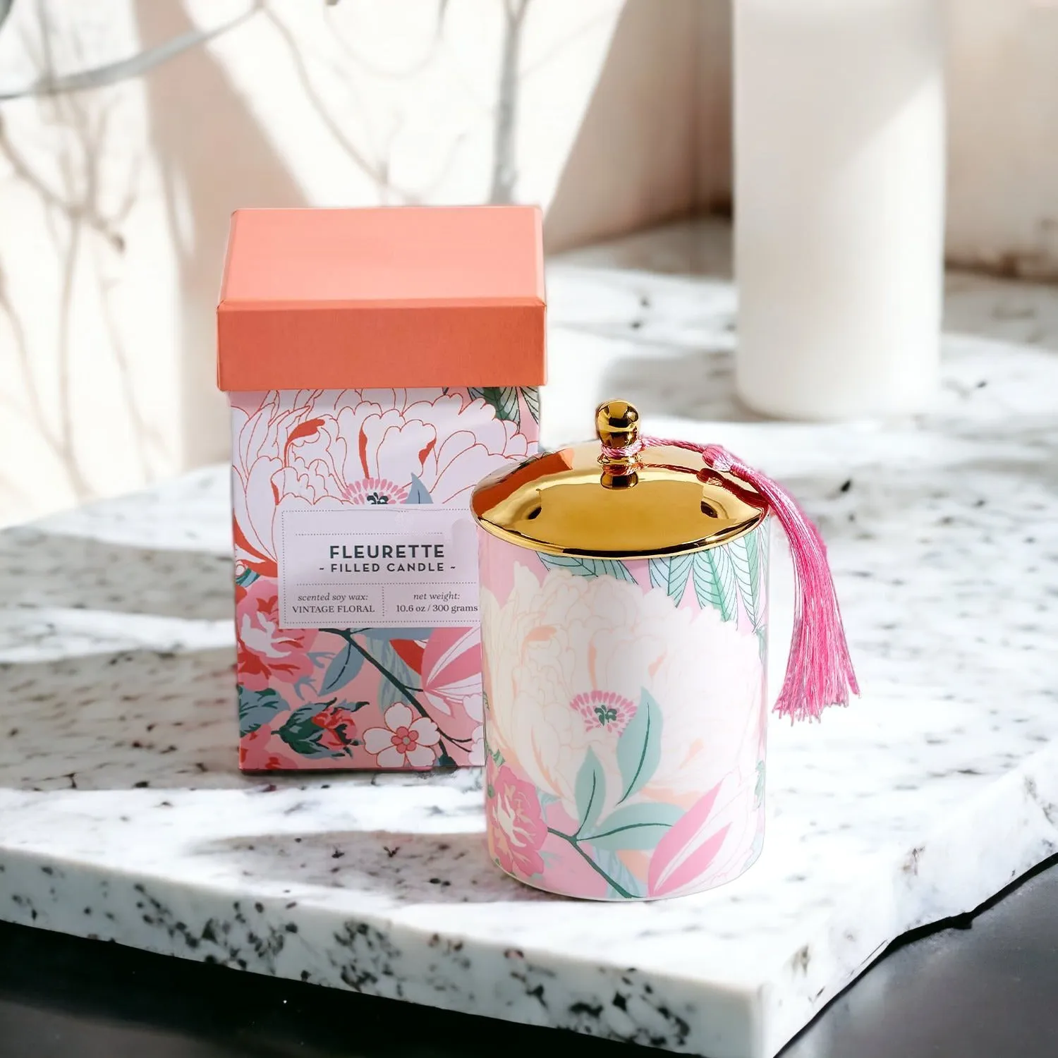 Vintage Floral Candle Set
